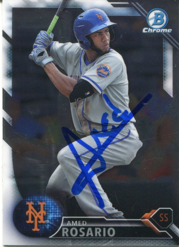 Amed Rosario Autographed 2016 Bowman Chrome Rookie Card