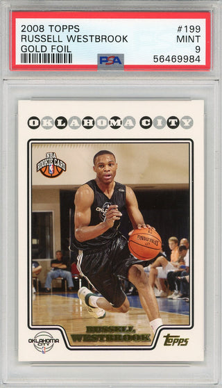 Russell Westbrook 2008 Topps Gold Foil Rookie Card #199 (PSA)