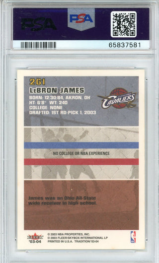 LeBron James 2003 Fleer Tradition Rookie Card #261 (PSA Mint 9)