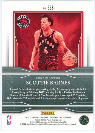 Scottie Barnes 2021-22 Panini Chronicles Honors Rookie Card #698