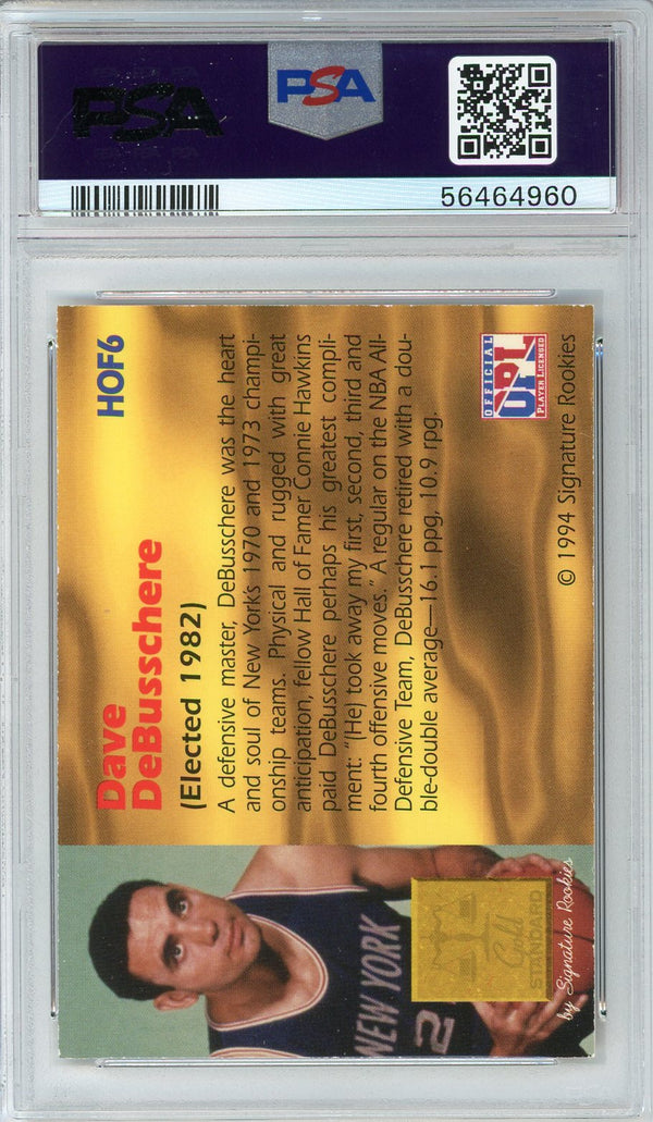 Dave DeBusschere Autographed 1994 Signature Rookies Gold Standard Card #HOF6 (PSA Auto 9)