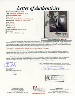 Eddie Van Halen Autographed Framed 8x10 Photo (JSA)