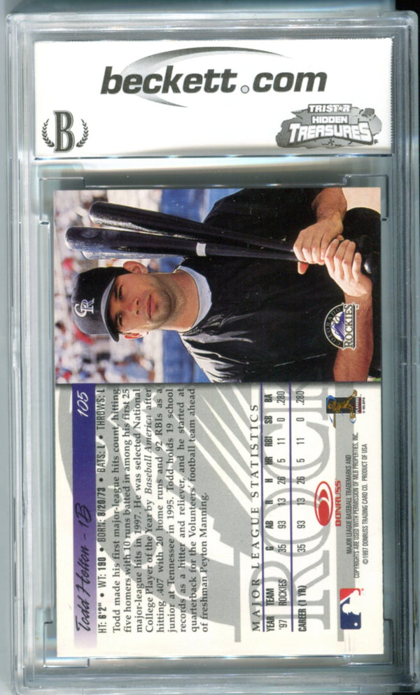 Todd Helton 1998 Donruss Rookie Card Beckett (9 Near Mint)