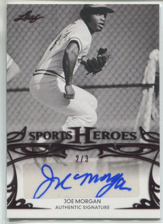 Joe Morgan 2013 Leaf Sports Heroes Autographed Baseball Card 2/3 .