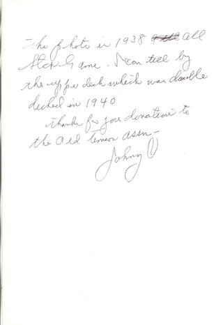 Johnny Vander Meer Autographed Hand Written Letter (JSA)