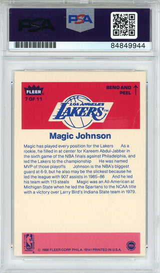 Magic Johnson Autographed 1986 Fleer Sticker Card #7 (PSA)