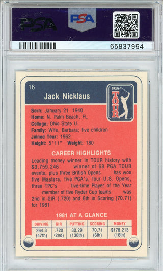 Jack Nicklaus 1982 Donruss Golf Card #16 (PSA Mint 9)