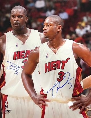 Dwyane Wade & Shaquille O'Neal Autographed Staring 16x20 Photo