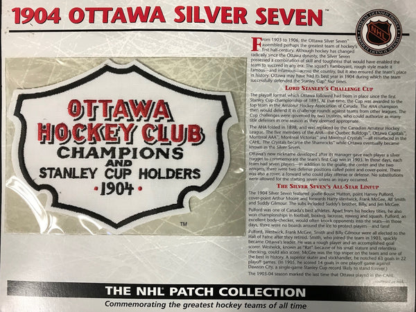 NHL 1904 Ottawa Silver Seven Official Patch on Team History Card