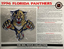 1996 Florida Panthers Official Patch on Team History Card