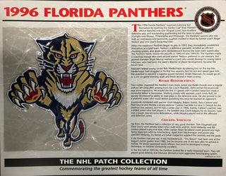 1996 Panthers Official Patch on Team History Card