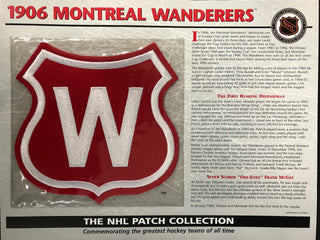 NHL 1906 Montreal Wanderers Official Patch on Team History Card
