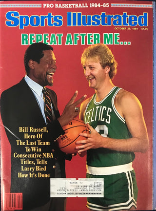 Bill Russell & Larry Bird Unsigned Sports Illustrated Magazine October 29 1984