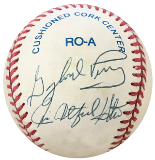 Larsen, Feller, Perry, Hunter, Vander Meer Autographed Baseball (JSA)