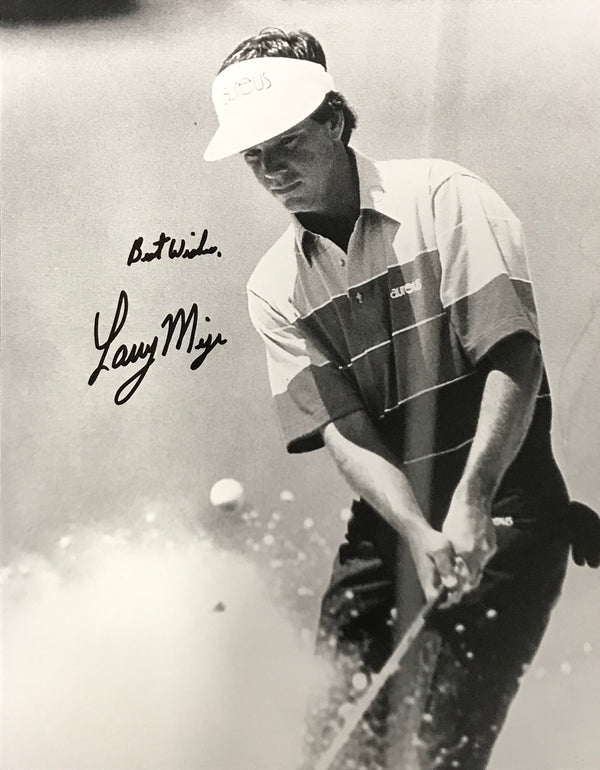 Larry Mize Signed Black & White Golf 8x10 Photo