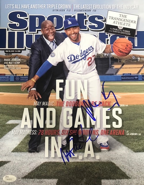 Magic Johnson & Matt Kemp Autographed Los Angeles Dodgers 11x14 Photo (JSA)