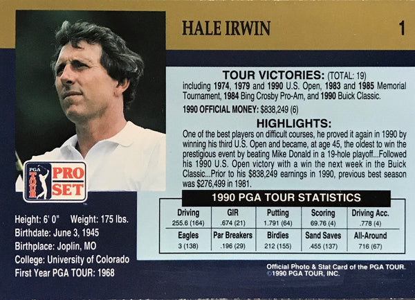 Hale Irwin Signed 1990 Pro Set Card