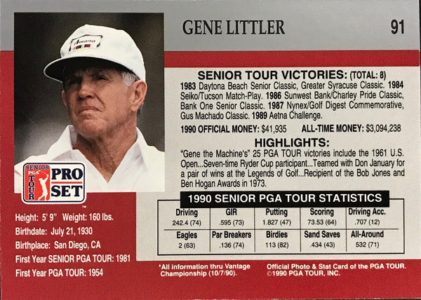 Gene Littler Signed 1990 Pro Set Card