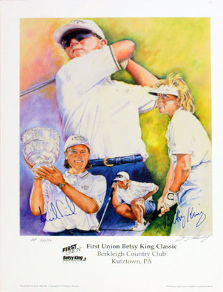 Annika Sorenstam & Betsy King Autographed Framed 18x24 Litho (JSA)