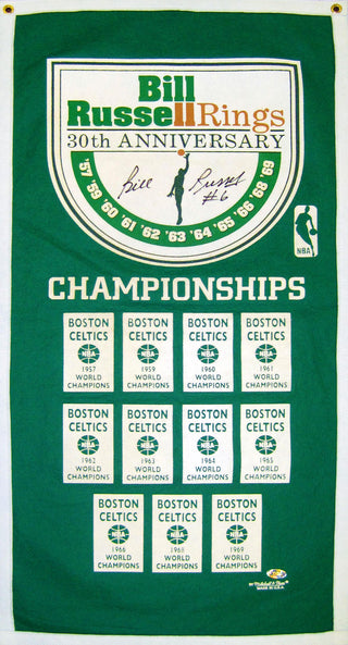 Bill Russell Banner Autographed Exclusive 30th Anniversary Banner