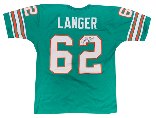 Jim Langer "HOF 87" Autographed Miami Dolphins Jersey