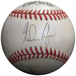 Nolan Ryan, Bob Feller, Gaylord Perry, Don Larsen, Jim Catfish Hunter, Johnny Vander Meer Autographed Baseball (PSA)