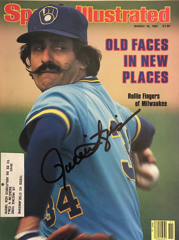 Rollie Fingers Signed Sports Illustrated Magazine - March 16 1981