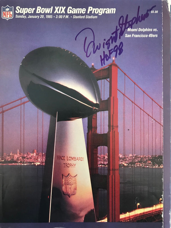 Dwight Stephenson Signed Super Bowl XIX Program - January 20 1985