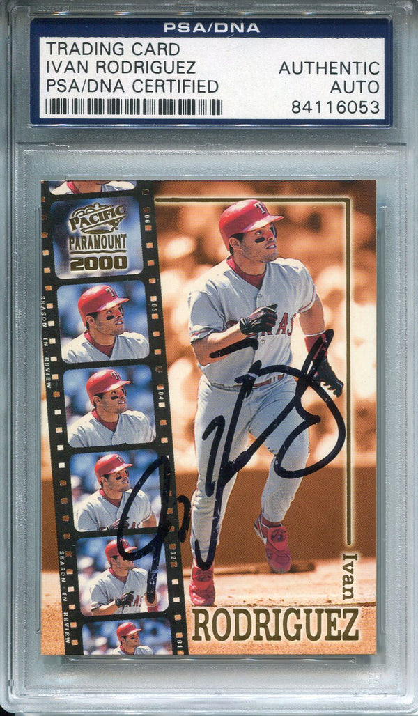 Ivan Rodriguez Autographed 2000 Pacific Card (PSA)