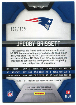 Jacoby Brissett 2016 Panini Certified Rookie Card