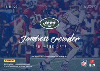 Jamison Crowder Autographed 2019 Panini Luminance Illuminate Card Back