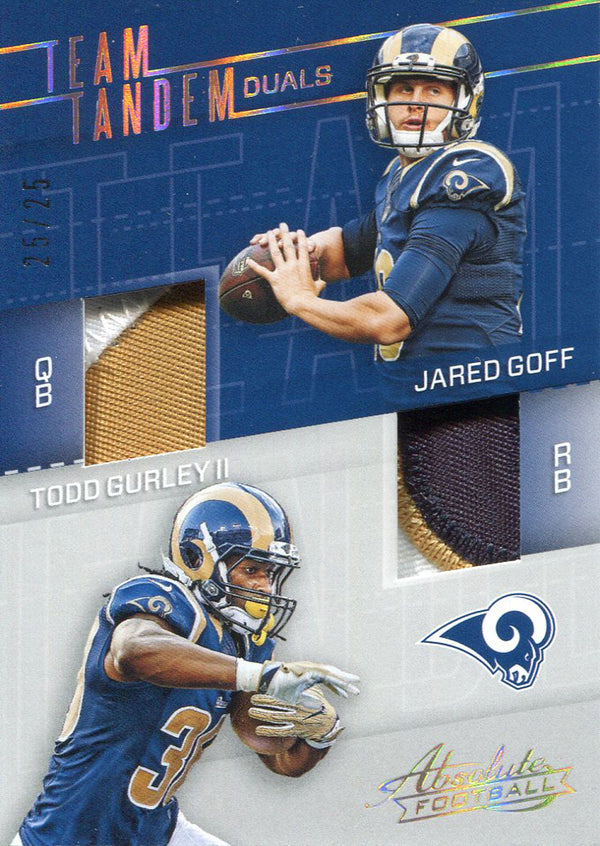 Jared Goff & Todd Gurley 2017 Panini Absolute Football Jersey Card