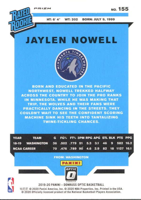 Jaylen Nowell 2019-20 Panini Optic Pink Prizm Rookie Card