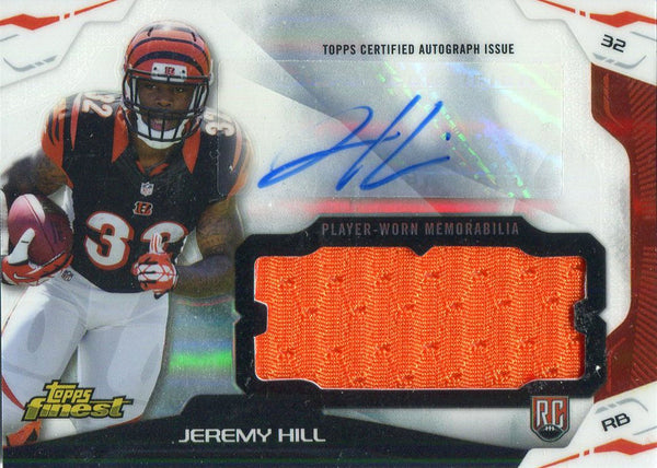Jeremy Hill Autographed 2014 Topps Finest Rookie Jersey Card