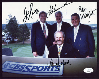 Jim Nantz, Gary McCord, Pat Summerall & Bill Wright Autographed CBS Sports 8x10 Photo (JSA)