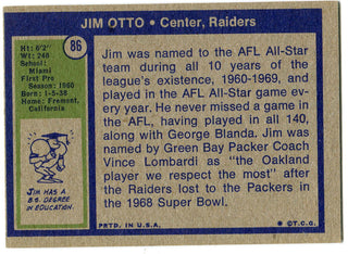 Jim Otto Unsigned 1972 Topps Card