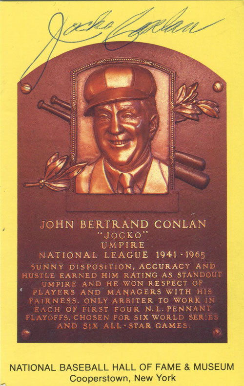 Jocko Conlan Autographed HOF Plaque Card