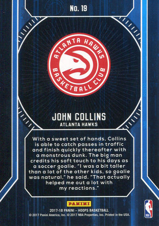 John Collins Autographed 2017-18 Panini Hoops Rookie Card Back