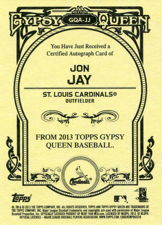 Jon Jay Autographed 2013 Topps Gypsy Queen Card