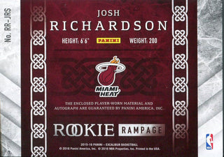 Josh RIchardson Autographed 2015-16 Panini Excalibur Rookie Jersey Card Back