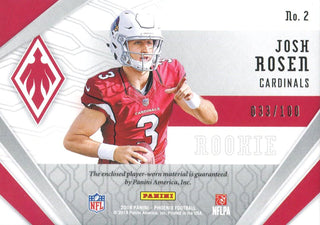 Josh Rosen 2018 Panini Phoenix Rookie Jersey Card Back