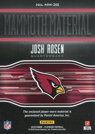 Josh Rosen 2018 Panini Playbook Rookie Jersey Card Back