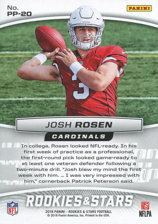 Josh Rosen 2018 Panini Rookie and Stars Rookie Card Back