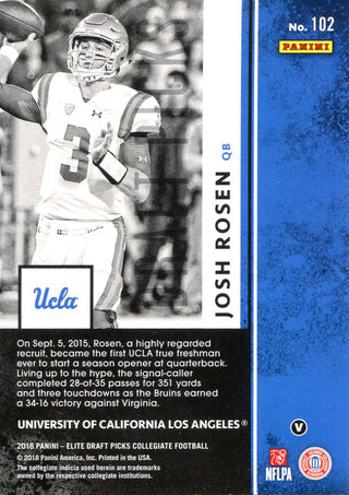 Josh Rosen 2018 Panini Elite Draft Picks Rookie Card Back