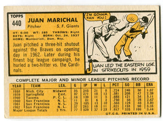 Juan Marichal 1963 Topps Card Back