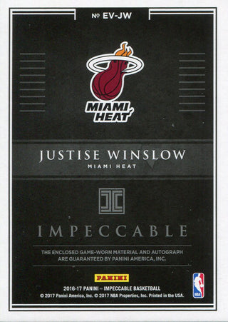 Justise Winslow Autographed 2016-17 Panini Impeccable Rookie Jersey Card Back