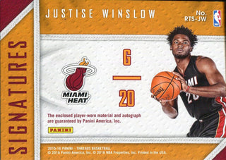Justise Winslow Autographed 2015-16 Panini Threads Rookie Jersey Card Back