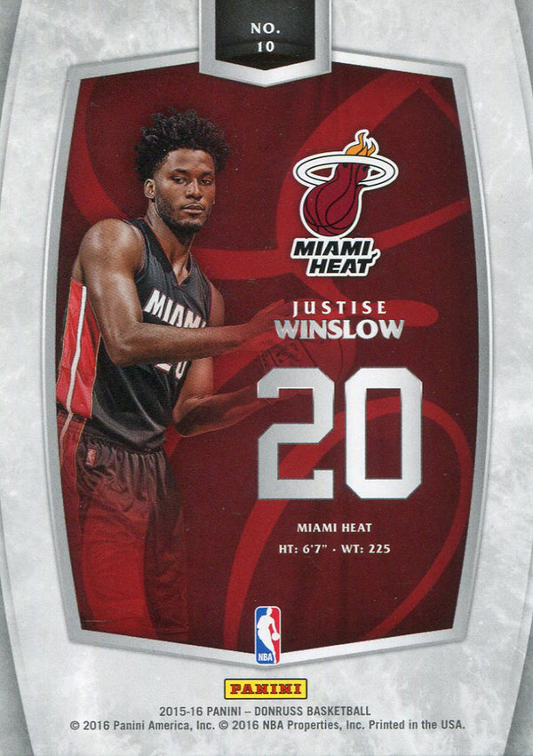 Justise Winslow Autographed 2015-16 Panini Elite Rookie Card Back