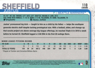 Justus Sheffield 2019 Topps Chrome Rookie Card #110