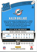 Kalen Ballage 2018 Panini Optic Blue Rookie Card Back
